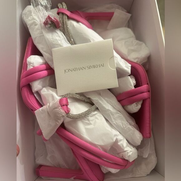 Jonathan Simkhai Cassie Crystal Strappy Sandals, Pink Size 38 New in Box $595 - Picture 7 of 14